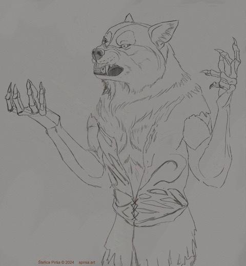 werewolf rough drawing